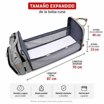 Mochila Pañalera 3 en 1 con Cuna Portátil